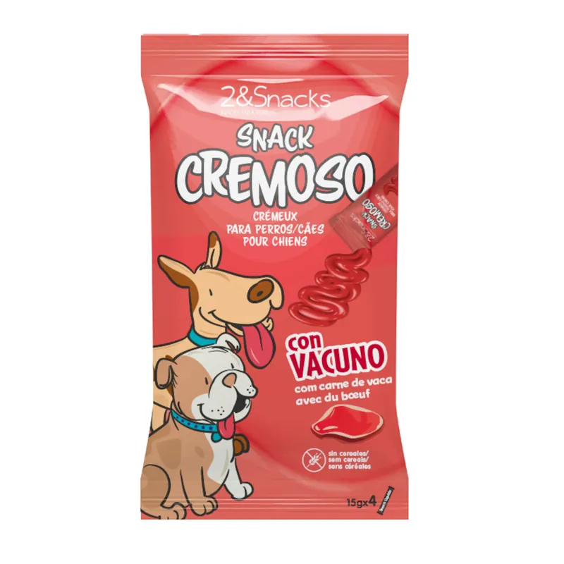 2&Snacks Sobres Snacks Cremosos con Vacuno para perros Directo De Fábrica