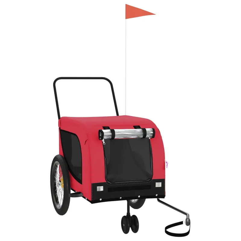 VidaXL Remolque de bicicleta hierro y tela Oxford rojo y negro para perros Últimas Unidades