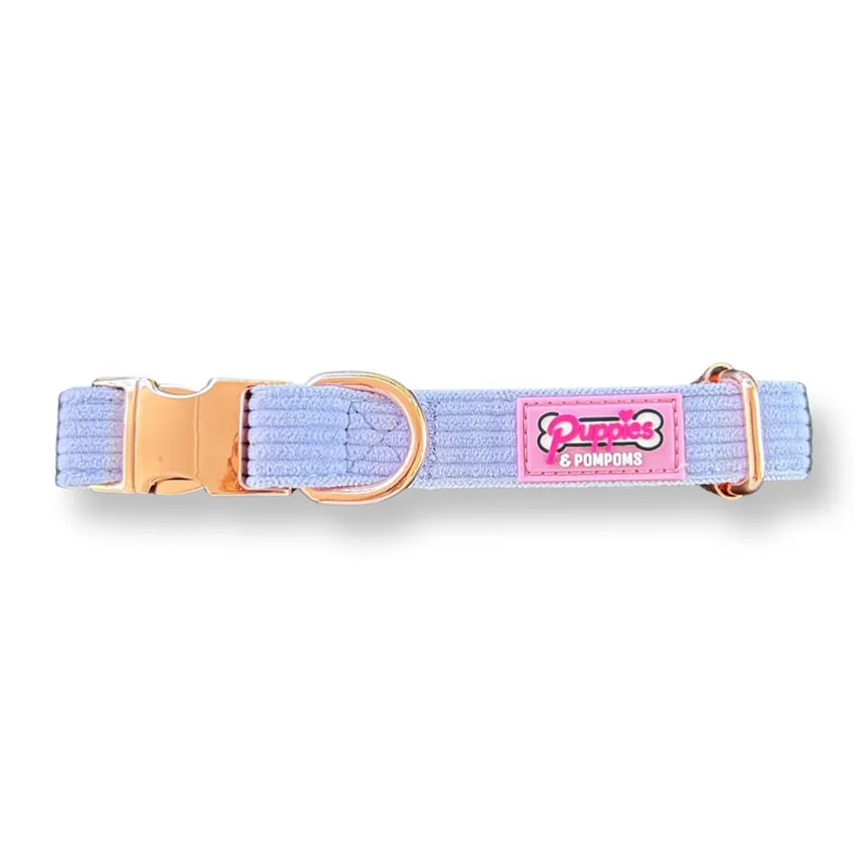 Puppies Pom Poms Collar Pana de Lujo Azul Lavanda para perros Promoción Exclusiva