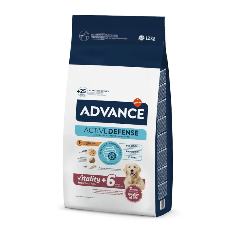 Advance Active Defense Maxi Senior Vitality Pollo y Arroz pienso para perros Precio Reducido