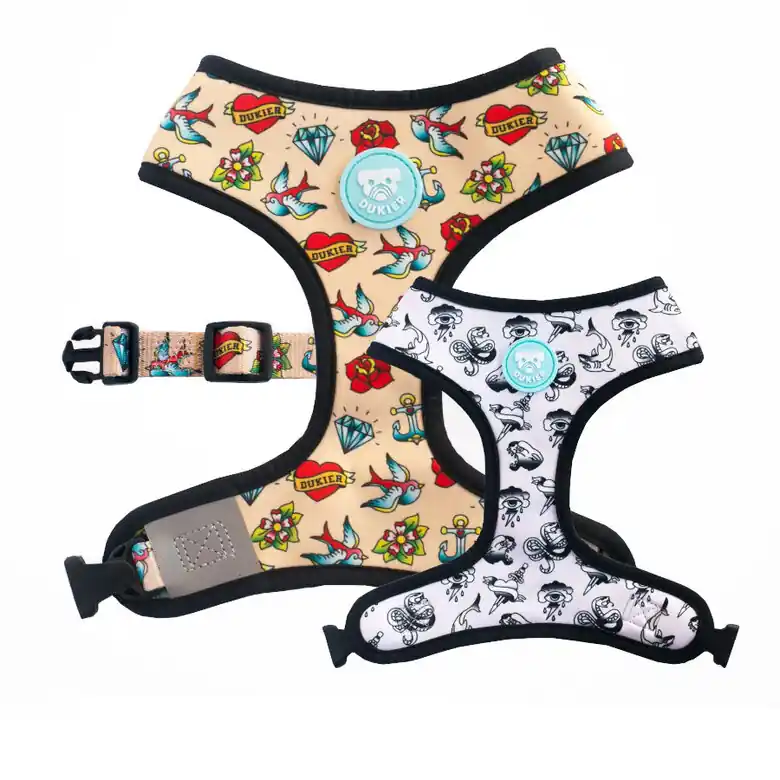 Dukier Arnés Reversible Estampado Tattoo para perros Envío Inmediato