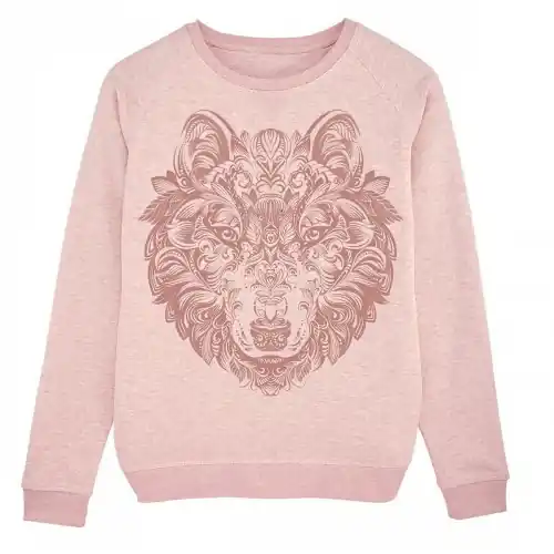 Sudadera Mujer Lobo Mandala color Rosa Novedad