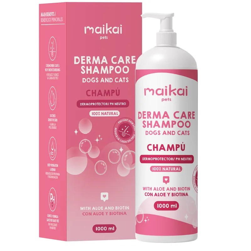 MAIKAI Champú Natural para Perros y Gatos con Aloe Vera y Biotina – Piel Sensible, Calmante e Hidratante 1000 ml Disponible Ahora
