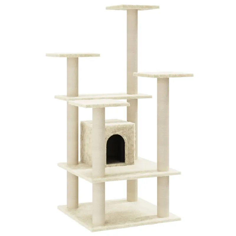 Solo Hoy Vidaxl rascador árbol 4 pisos con casa crema para gatos