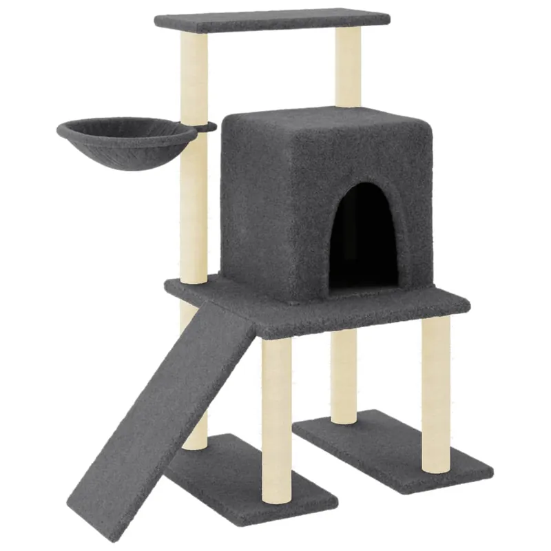 A Buen Precio VidaXL Rascador con postes de sisal y escalera gris oscuro para gatos