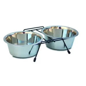 Comederos Perro Soporte doble con 2 comederos de 0,35lt Súper Precio